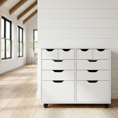 Composite Wood Storage Cabinet with Doors for Kitchen and Office, White