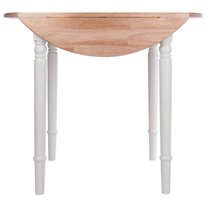 Natural White Small Round Drop Leaf Table – Foldable Dining Table