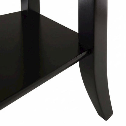 Dark Espresso Rectangular Console Table - Glass Shelf for Computer Workstations
