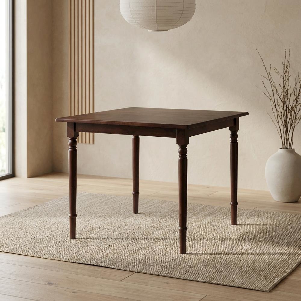 Walnut Small Square Dining Table – Solid Wood Kitchen Table for Spaces