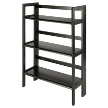 Black Solid Wood Folding Bookcase With 3 Open Folding Shelves Design