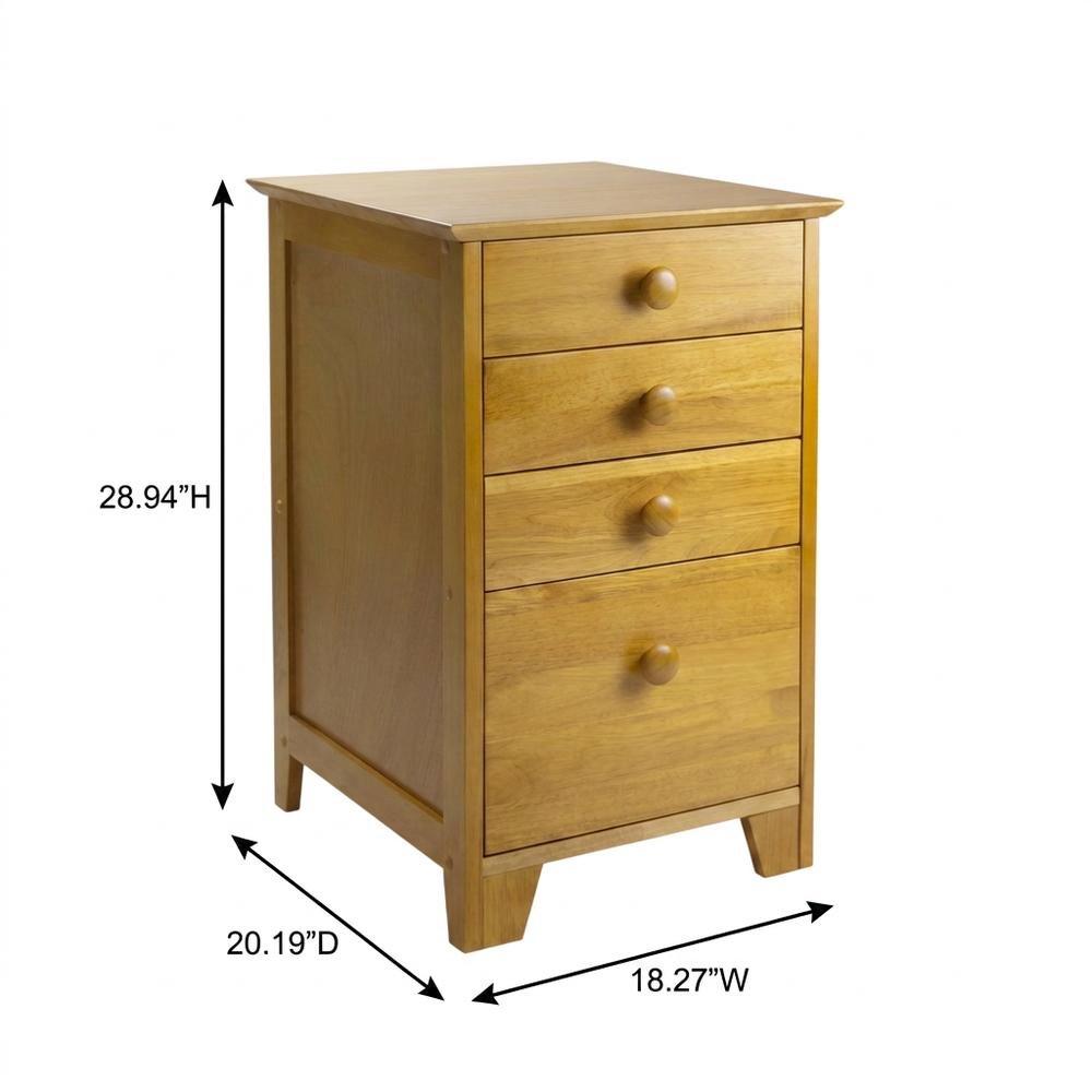 Honey finish filing cabinet with transitional style and solid wood construction