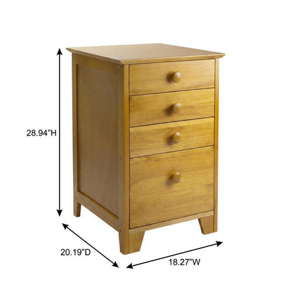 Honey finish filing cabinet with transitional style and solid wood construction