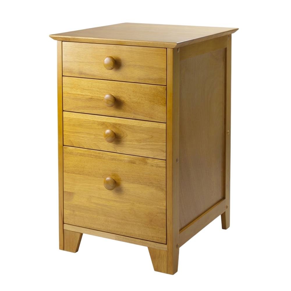 Honey finish filing cabinet with transitional style and solid wood construction
