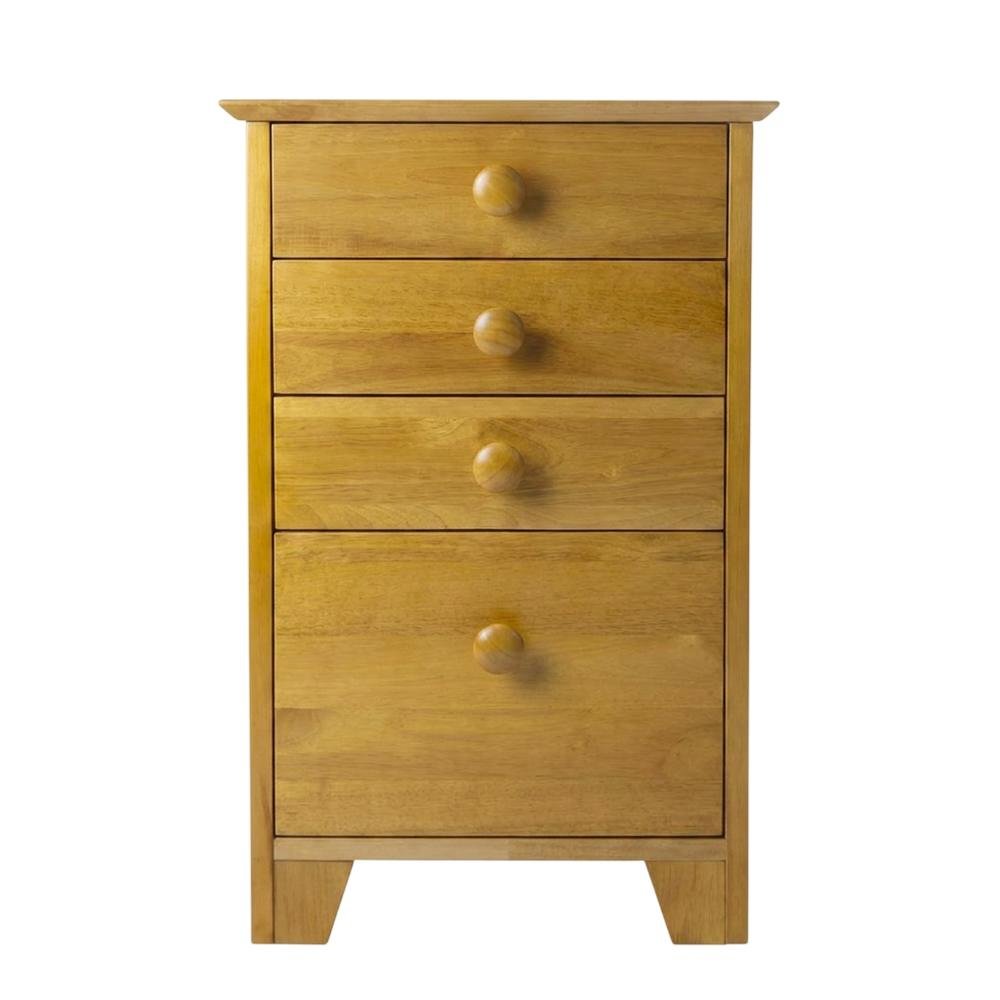 Honey finish filing cabinet with transitional style and solid wood construction