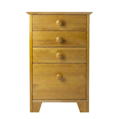 Honey finish filing cabinet with transitional style and solid wood construction