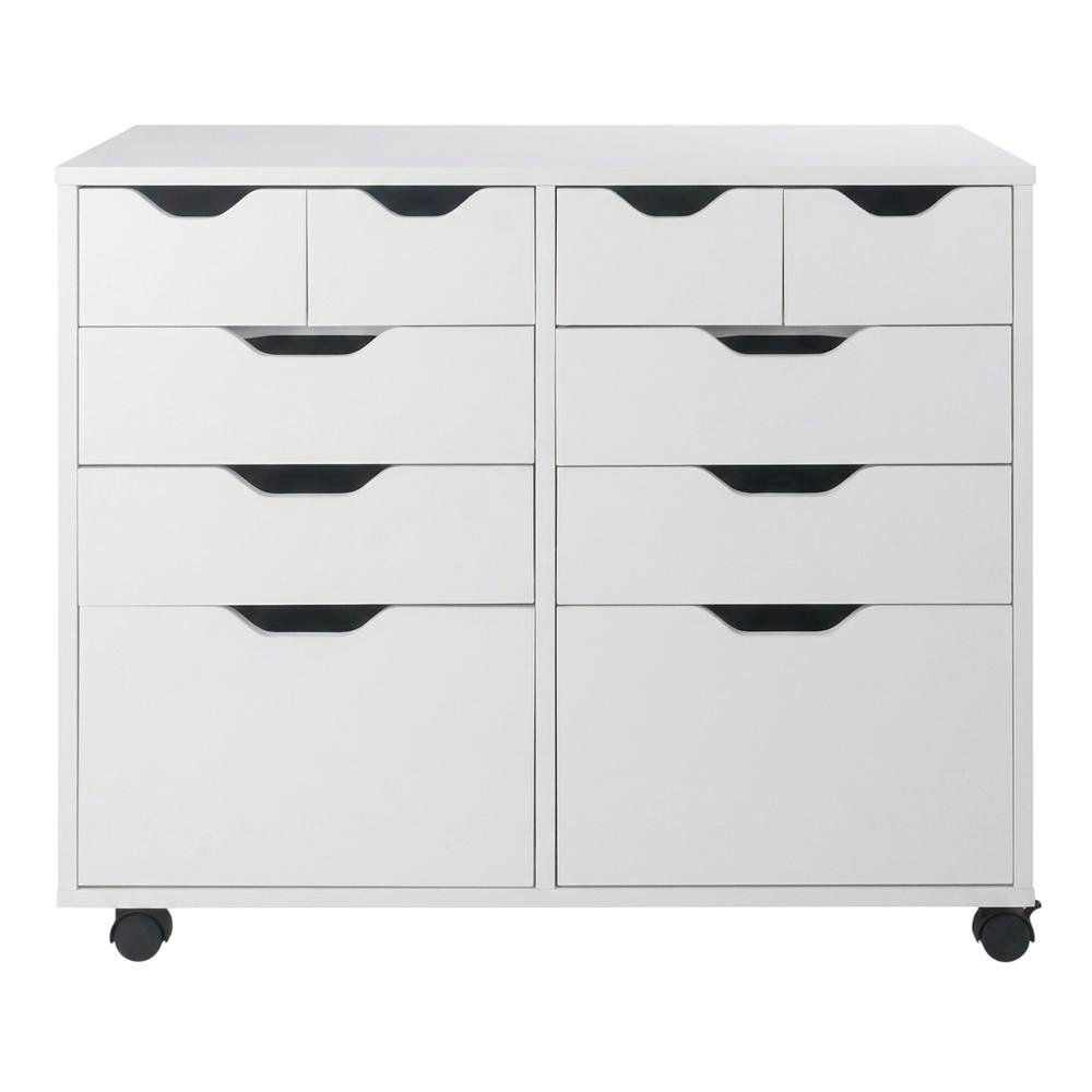 Composite Wood Storage Cabinet with Doors for Kitchen and Office, White