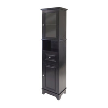 Black Tall Bathroom Storage Cabinet with Glass Door & Drawer