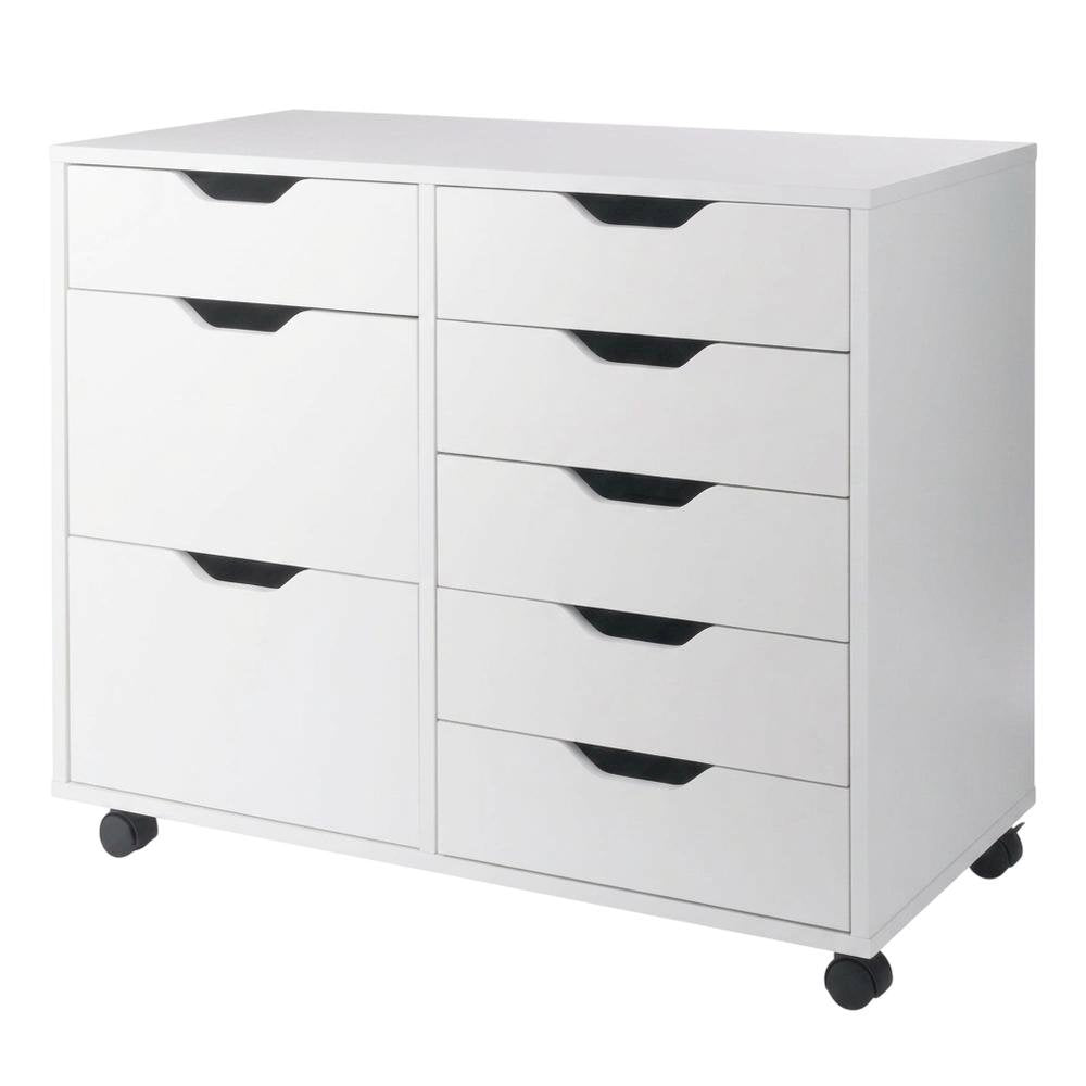Contemporary Storage Cabinet with Drawers for Home Office Organization, White