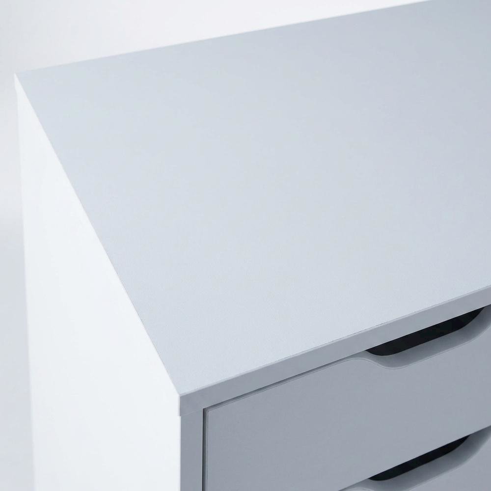 Contemporary Storage Cabinet with Drawers for Home Office Organization, White