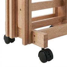 Natural Wood 6 Piece TV Trays Set With Folding Snack Tables And Mobile Stand