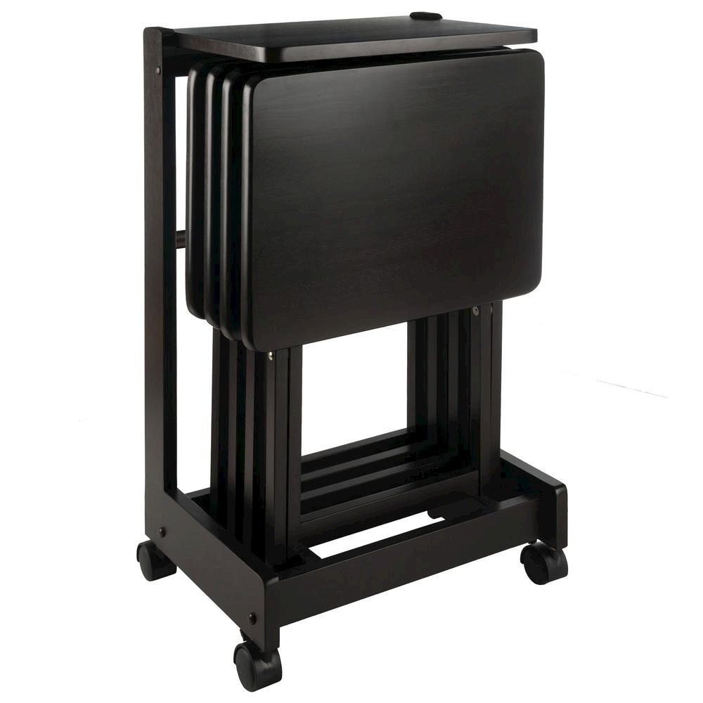 Coffee color Solid Wood TV Trays – Folding Snack Tables for Eating and Serving