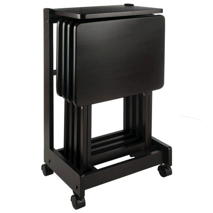 Coffee color Solid Wood TV Trays – Folding Snack Tables for Eating and Serving