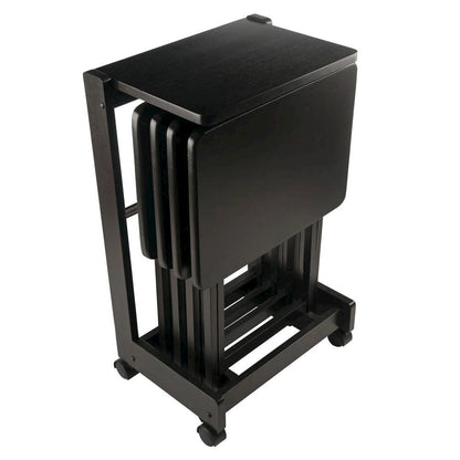 Coffee color Solid Wood TV Trays – Folding Snack Tables for Eating and Serving