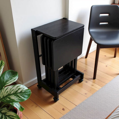 Coffee color Solid Wood TV Trays – Folding Snack Tables for Eating and Serving