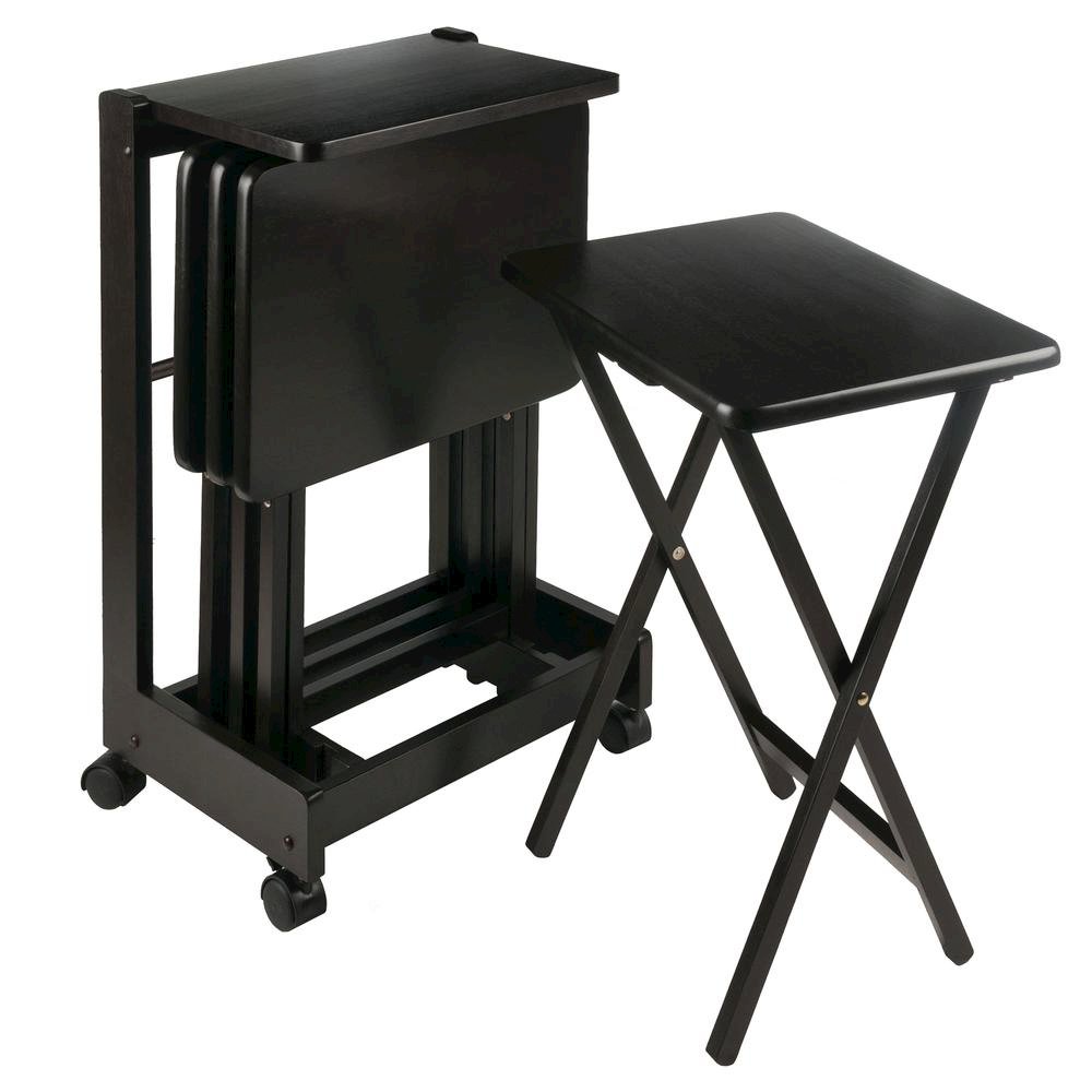 Coffee color Solid Wood TV Trays – Folding Snack Tables for Eating and Serving