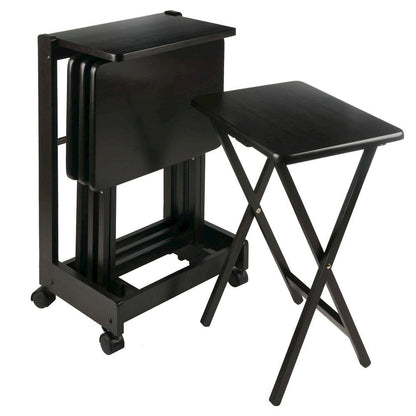 Coffee color Solid Wood TV Trays – Folding Snack Tables for Eating and Serving