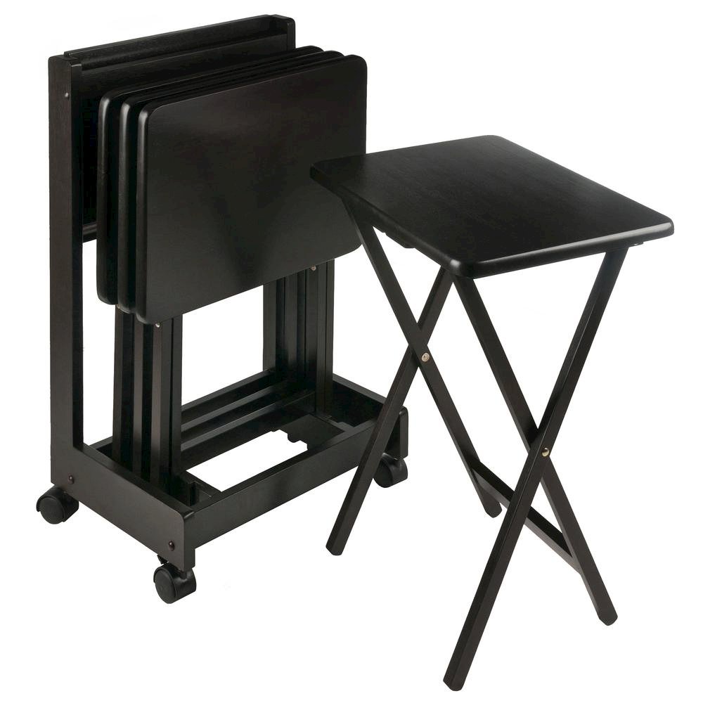 Coffee color Solid Wood TV Trays – Folding Snack Tables for Eating and Serving