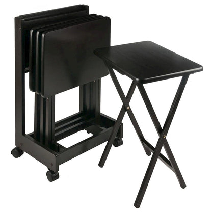 Coffee color Solid Wood TV Trays – Folding Snack Tables for Eating and Serving