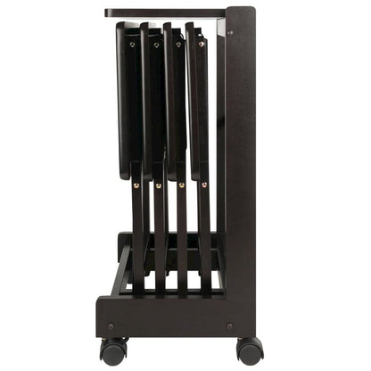 Coffee color Solid Wood TV Trays – Folding Snack Tables for Eating and Serving