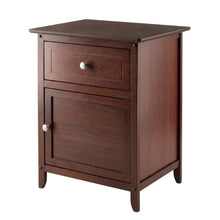 Farmhouse End Table With Storage in Walnut Finish, Wooden Side Table And Drawer