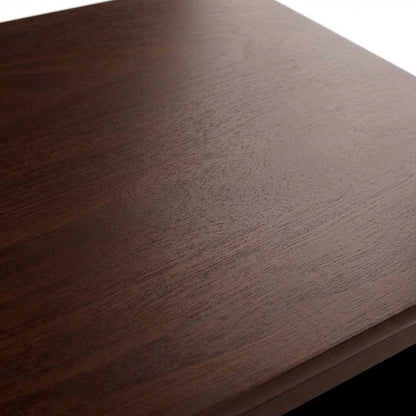 Farmhouse End Table With Storage in Walnut Finish, Wooden Side Table And Drawer