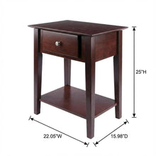 Antique Walnut Night Stand with Drawer Solid Composite Wood Storage