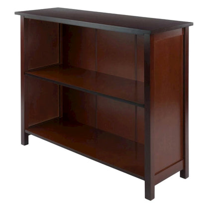 3-Tier Wide Bookcase, Storage Shelf, Solid Wood