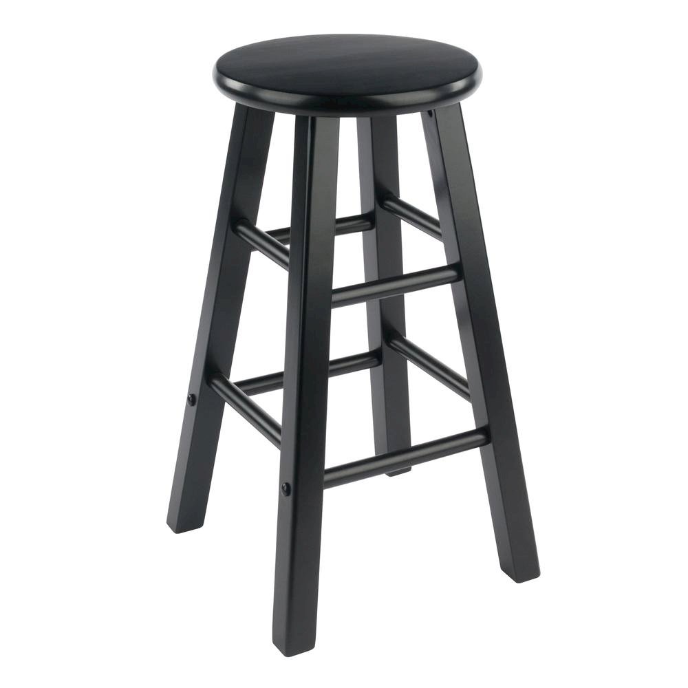 Black Wooden Barstools – Set of 2 Stools for Kitchen Counter or Bar