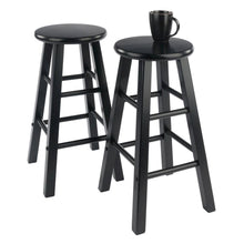 Black Wooden Barstools – Set of 2 Stools for Kitchen Counter or Bar