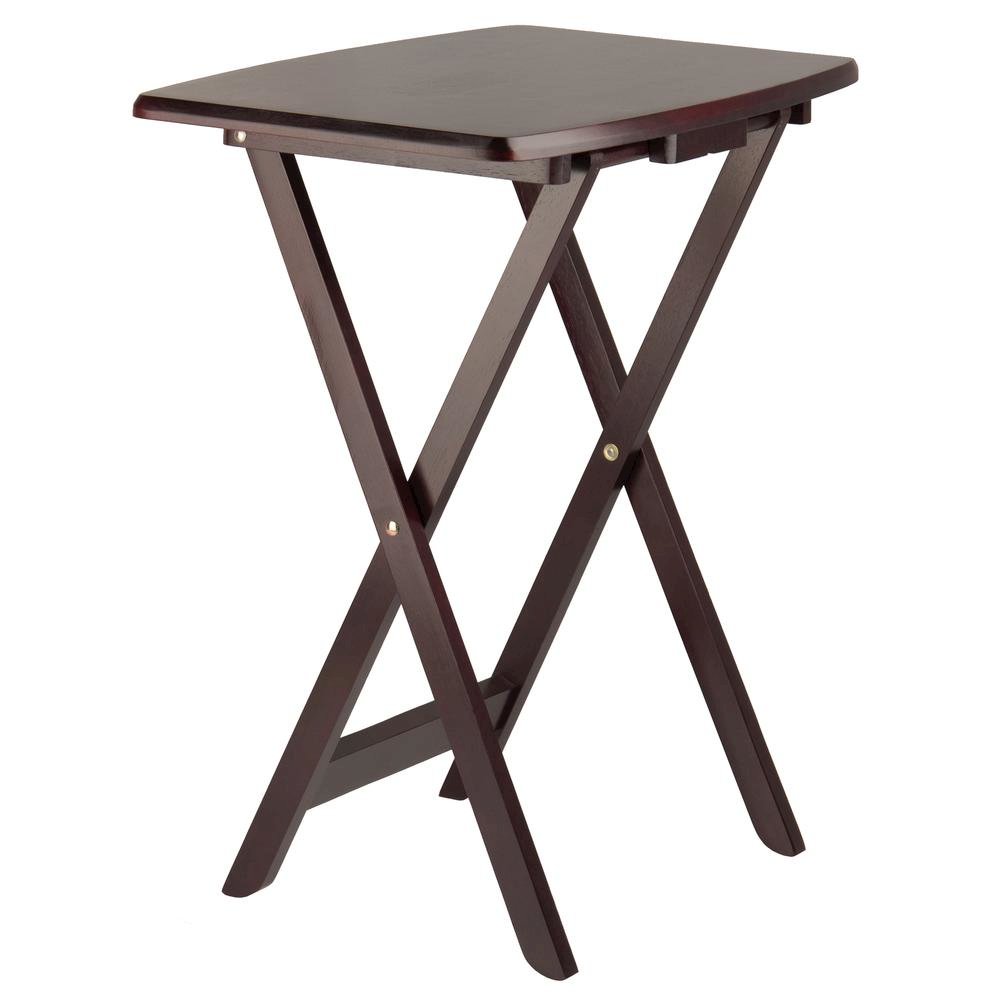 Espresso Oversized Snack Tables – Sturdy Wooden TV Trays with Stand