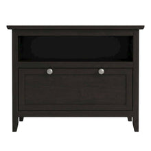 Dark Espresso Wooden TV Stand With Storage Shelf And Pull Down Cabinet