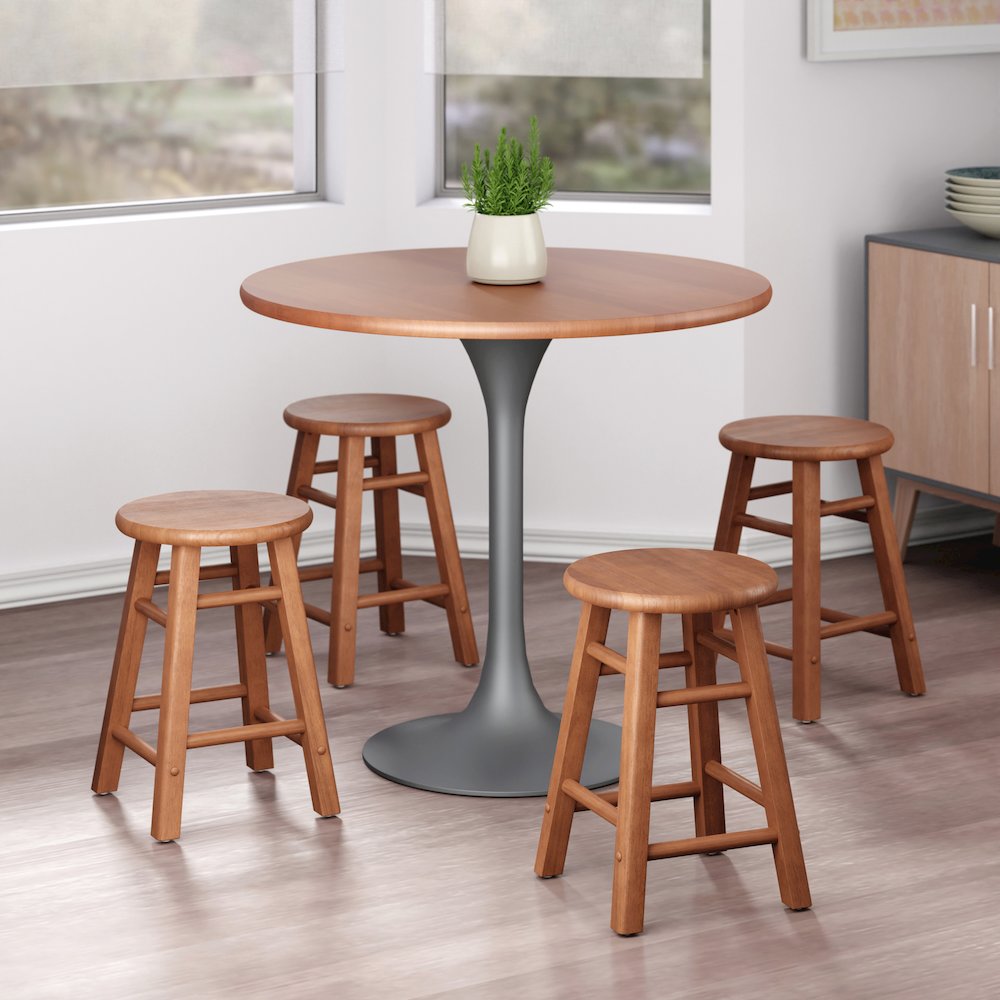 Element 2-Pc Dining Stool Set, Teak