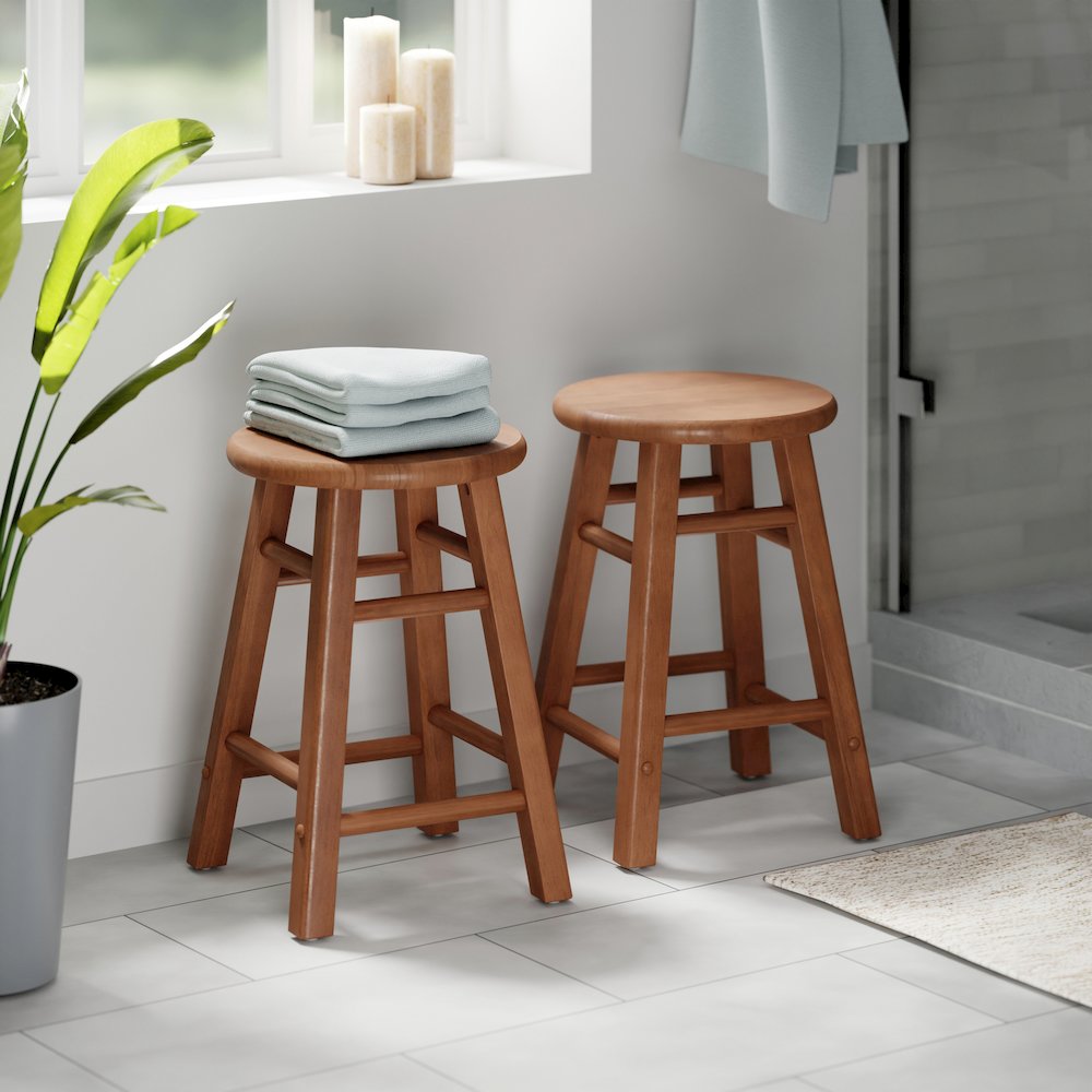 Element 2-Pc Dining Stool Set, Teak