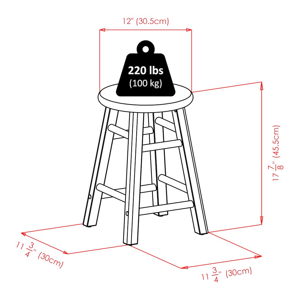 Element 2-Pc Dining Stool Set, Teak