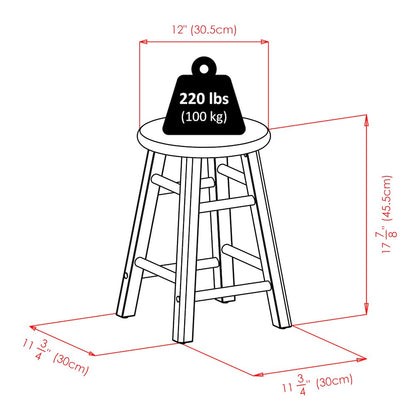 Element 2-Pc Dining Stool Set, Teak