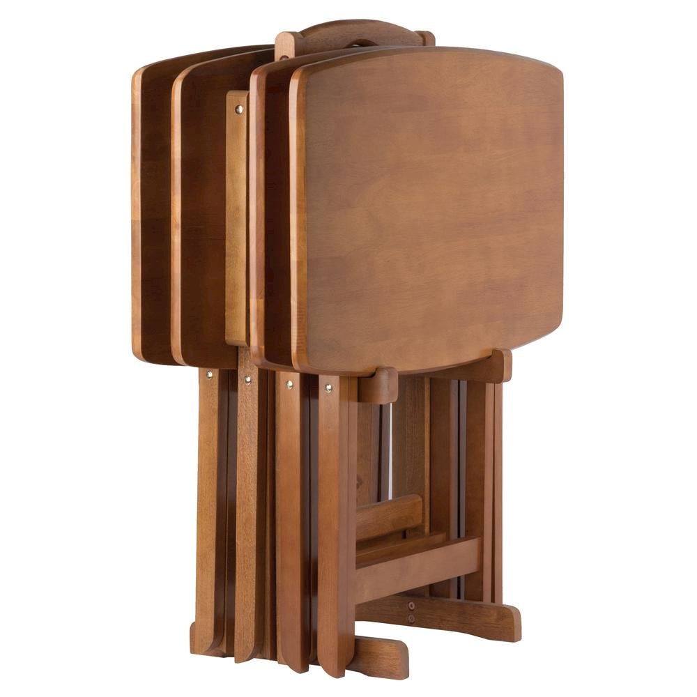 Teak Oversized Snack Tables – Sturdy Wooden TV Trays with Stand
