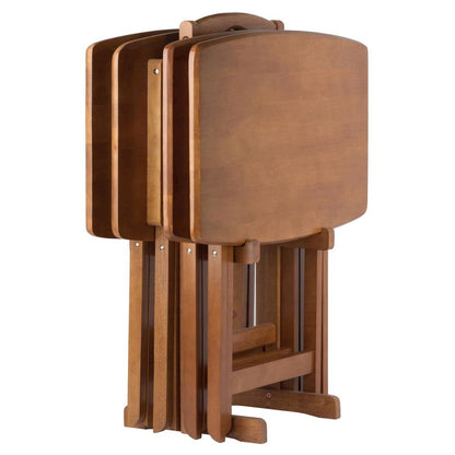 Teak Oversized Snack Tables – Sturdy Wooden TV Trays with Stand