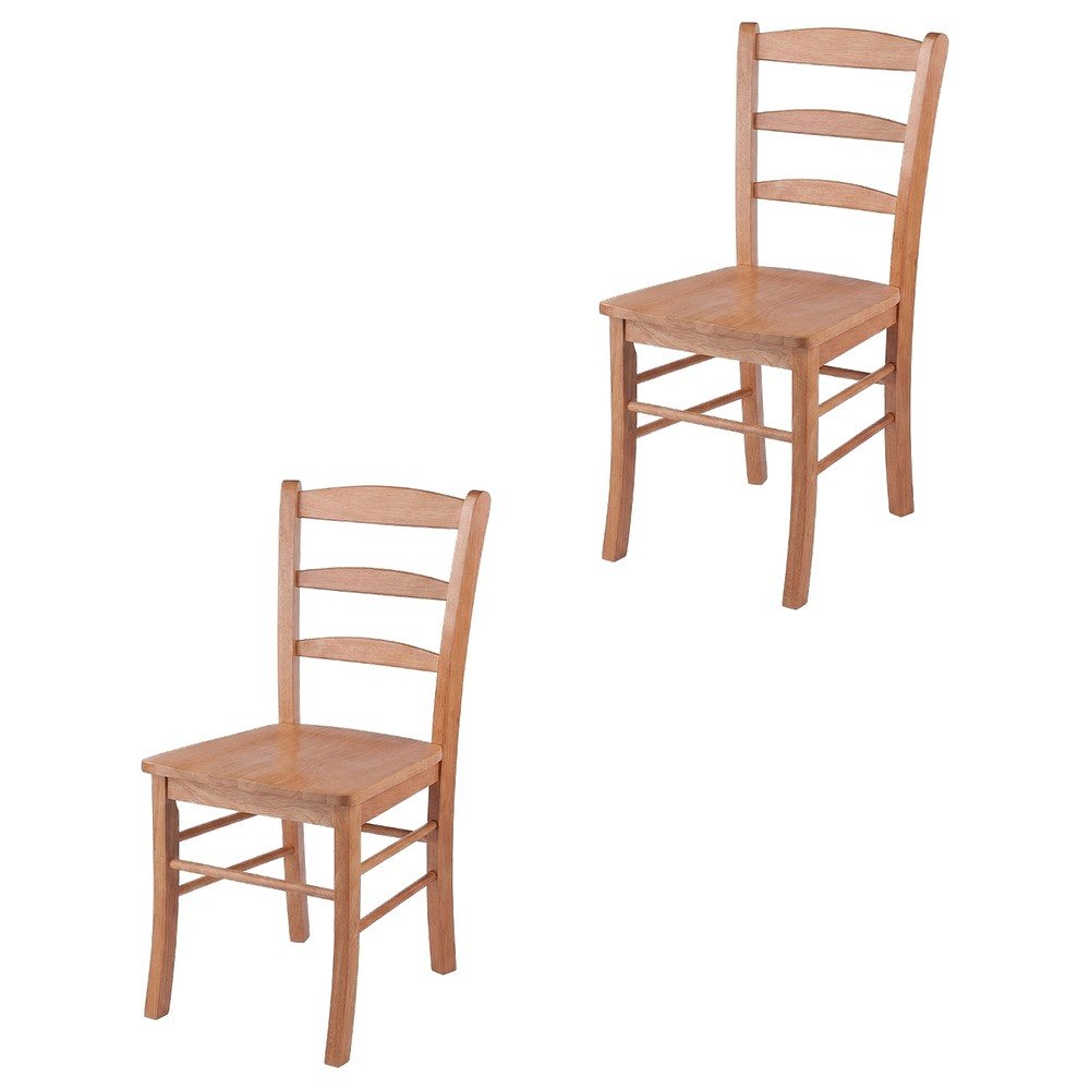 Solid Wood Ladder-Back Dining Chair for Kitchen and Dining Room, Light Oak