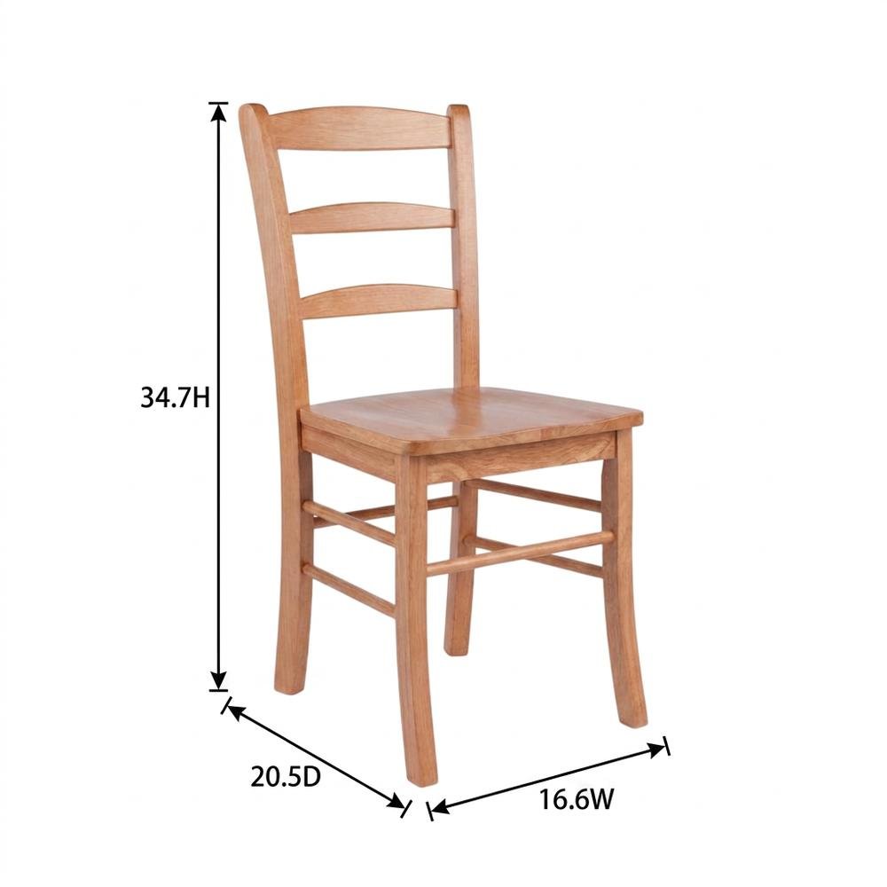 Solid Wood Ladder-Back Dining Chair for Kitchen and Dining Room, Light Oak