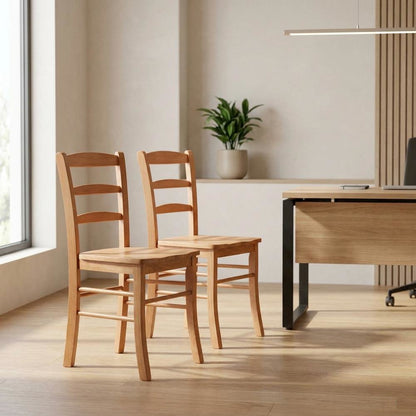 Solid Wood Ladder-Back Dining Chair for Kitchen and Dining Room, Light Oak