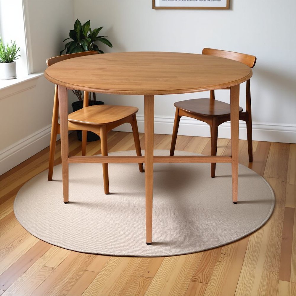 Light Oak Folding Dining Table – Drop Leaf Small Round Table for Dining
