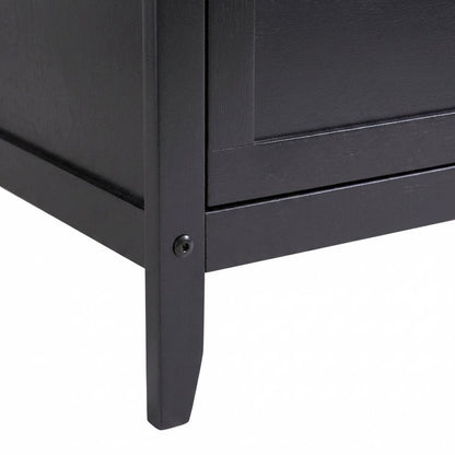 Dark Espresso Wooden TV Stand With Storage Shelf And Pull Down Cabinet