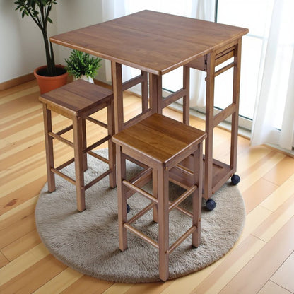 Teak Folding Dining Table Set – Space-Saving Drop Leaf Table & Chairs