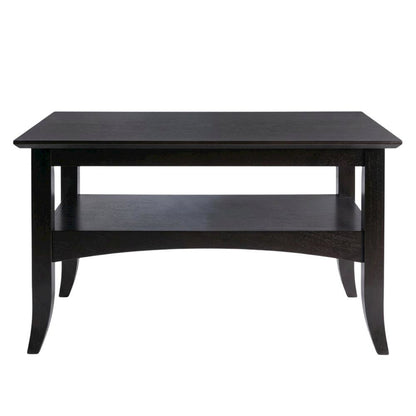 Dark Coffee Finish Coffee Table with Solid Wood Top and Transitional Style