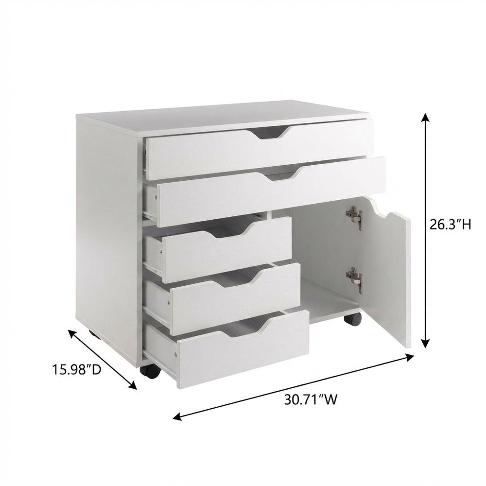 White Office Storage Cabinet With Drawers, Storage Cabinet On Wheels