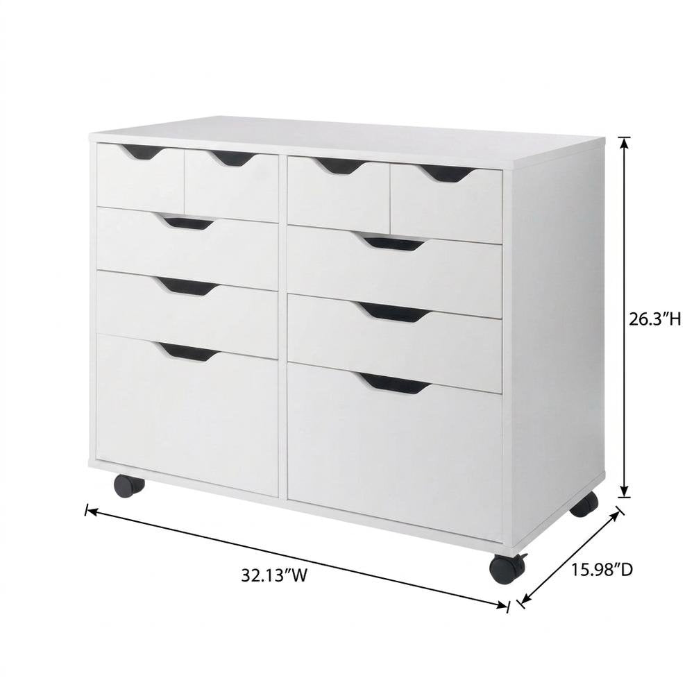 Composite Wood Storage Cabinet with Doors for Kitchen and Office, White