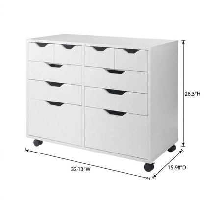Composite Wood Storage Cabinet with Doors for Kitchen and Office, White