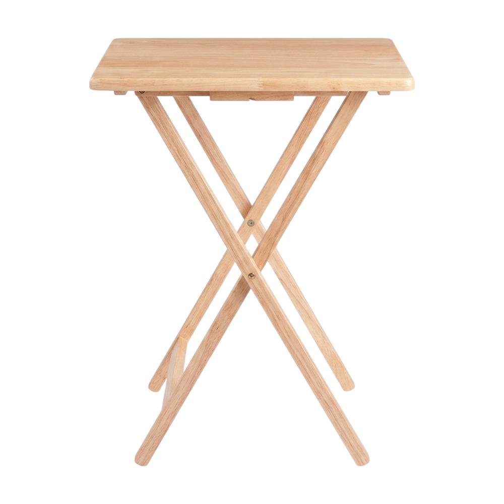 5-PC Folding Tray Table Set, Natural Solid Wood, Portable Rack