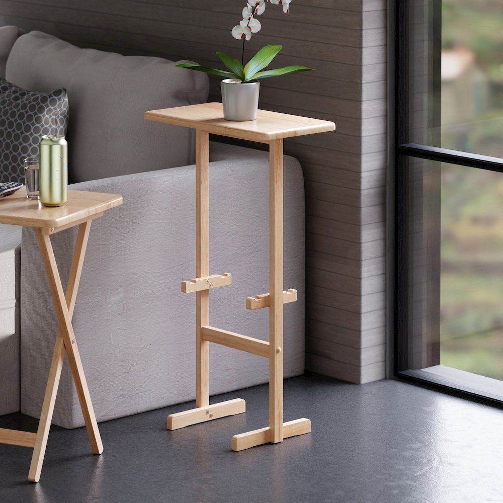 Riley Snack Table Rack, Natural Finish